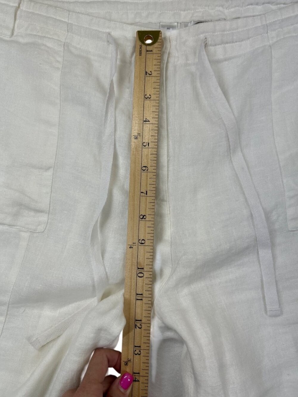Talbots Irish Linen Cropped Pants Women's 18W White Drawstring Waist Resortwear - Picture 14 of 16